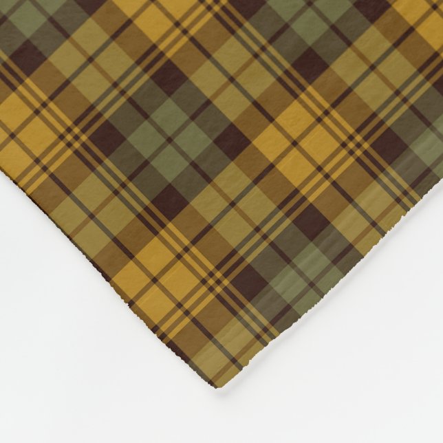 Grün-, Gold-und Brown-rustikales kariertes Fleecedecke (Ecke)