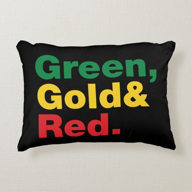 Grün, Gold und Rot. Dekokissen (Vorderseite)