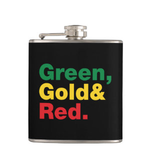 Grün, Gold und Rot. Flachmann