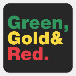 Grün, Gold und Rot. Quadratischer Aufkleber