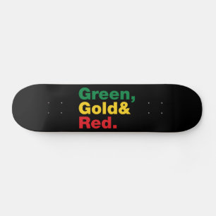 Grün, Gold und Rot. Skateboard