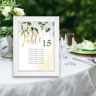 Grün Gold Weiße Pfingstrose Rosen Blumen Sitzordnu Einladung