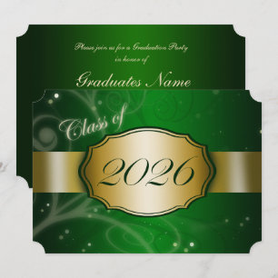 Grün-goldene Abschlussfeier 2026 Einladung