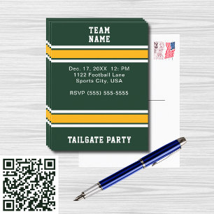Grün-goldene Football-Team-Tailgate-Party Einladungspostkarte