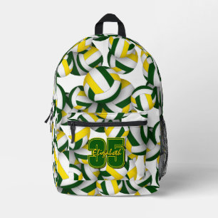 grün-goldene Volleyball-Muster Sportteamfarben Bedruckter Rucksack