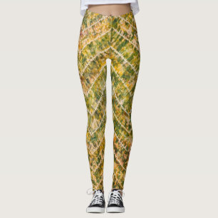 Grün-goldenes Tie-Dye-Chevron-Muster Leggings