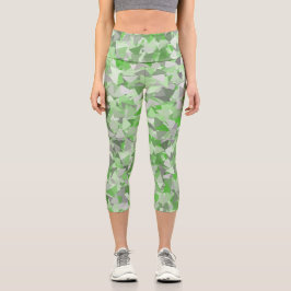 Grün Grau Dreieck Muster Capri Leggings