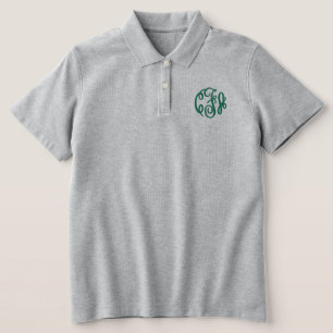 Grün Grau Monogramm Bestickte Damen-