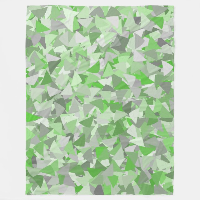 Grün Graues Dreiecksmuster Fleecedecke (Vorderseite)