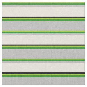 Grün, Grün, Grau, Beige und Schwarze Linien Stoff
