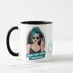Grün haariges Pop-Art-Mädchen mit Sonnenbrille Tasse