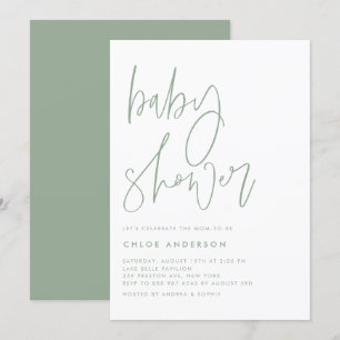 Grün handgeschriebenes Skript Kinderdusche Einladung