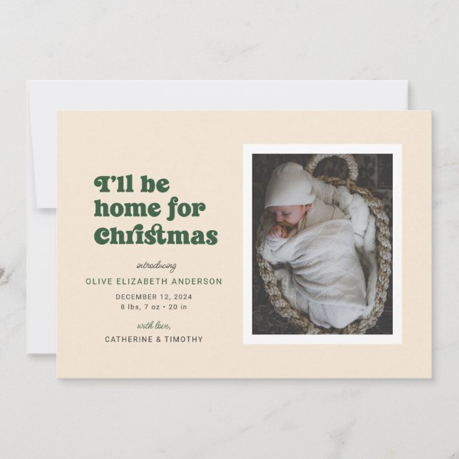 Grün, ich bin Zuhause für Weihnachten Ankündigung (Vorderseite)