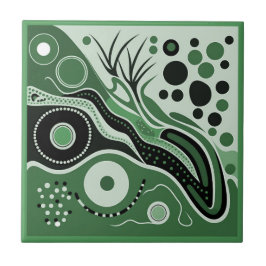 Grün im Stil der Aborigine-Kunst 1 9 Keramik Tile Fliese