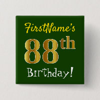 Grün, Imitate Gold 88. Geburtstag, mit Individuell