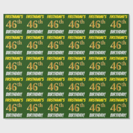 Grün, Imitate/Nachahmungs-Gold, "46. GEBURTSTAG" Geschenkpapier