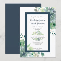 Grün & Indigosukkulente Weiße Blume Hochzeit
