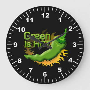 Grün ist HOT Große Wanduhr