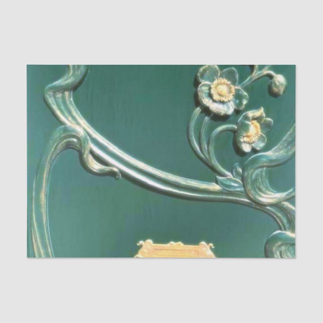 Grün, Jugendstil, Belle Epoque, Holzarbeiten, Vint Seidenpapier (Vorderseite)