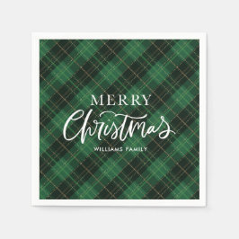 Grün Kariert frohe Weihnachtsfeier Serviette