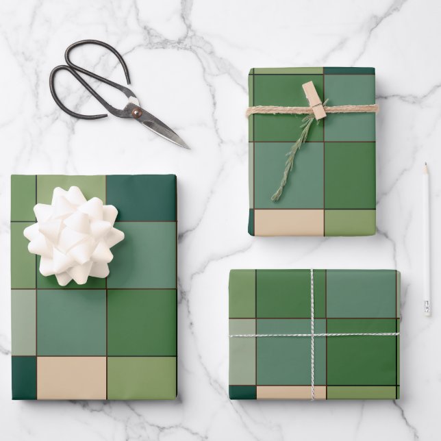 Grün kariert  geschenkpapier set (Vorderseite)