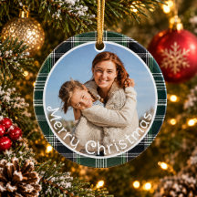 Grün kariert Gingham Familienfoto Frohe Weihnachte