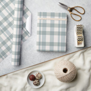 Grün kariert Gingham Landhausstil einfach Geschenkpapier