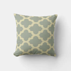 Grün-Kat-Quatrefolienmuster in Beige & Sage Kissen
