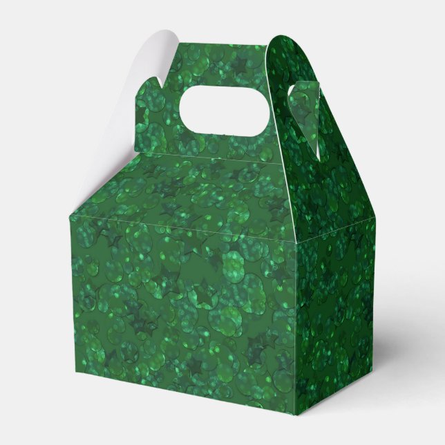 Grün, Konfetti, Glitzer Geschenkschachtel (Vorderseite)