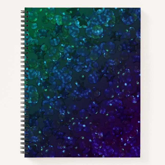 Grün, Konfetti, Glitzer Notizbuch (Vorderseite)
