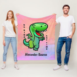 Grün lächelnd Dinosaurier sein Kind personalisiere Fleecedecke