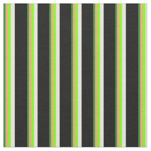Grün, Lachs, Chartreuse, Beige & Schwarz Stoff