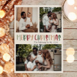 Grün Lässige Weihnachten kühl Drei Foto<br><div class="desc">Diese grüne lässige Weihnachtskarte aus drei Fotos ist perfekt für Ihren fröhlichen, kreativen, hellen Weihnachtsgruß. Es ist ein einzigartiger, spielerischer, moderner Schriftart in Rot, Boho Bräune und heller und dunkelgrüner Farbe, die für ein fröhliches, saisonales Ambiente sorgen. Wenn Sie Ihren Lieben den dunklen Winter mit niedlichem Feiertagsjubeln näher bringen wollen,...</div>