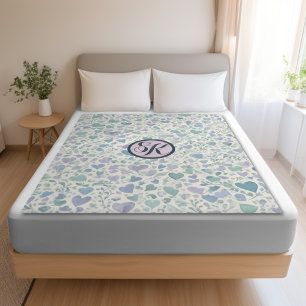 Grün Lila Blau Liebe Herzen  Sherpadecke