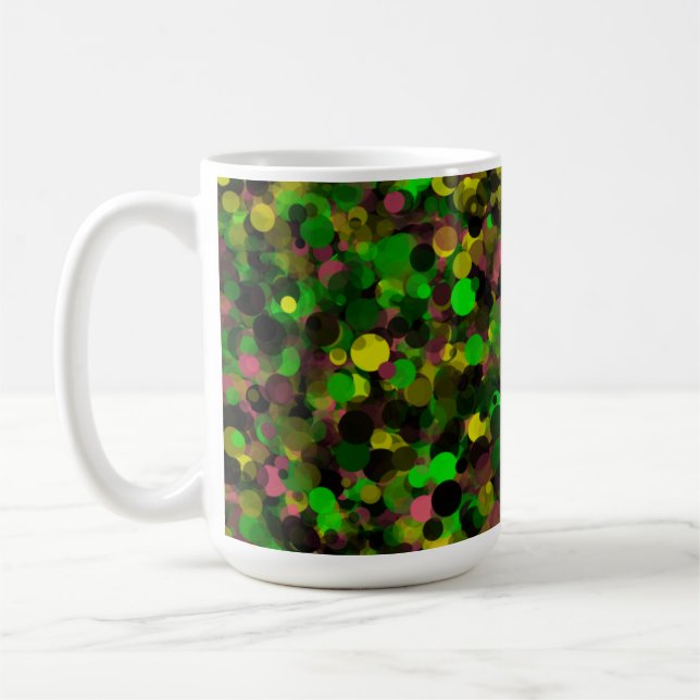 Grün Lila-Gelber Punkt 15oz Tasse (Links)
