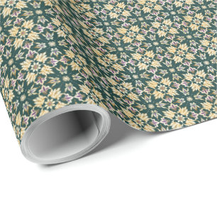 Grün Lila Gold Üppig Floral Mardi Gras Einwickelpa Geschenkpapier