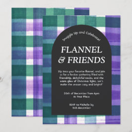 Grün Lila Karierte Flannel & Friends Weihnachten Einladung