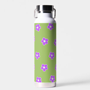 Grün Lila Retro Y2K Blumenmuster Trinkflasche