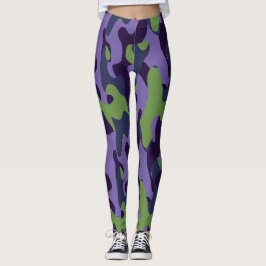 Grün Lila und Blau Camo abstrakt Leggings