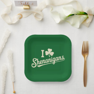 Grün Lustiger Irischer Patty's Shamrock Sankt Patr Pappteller