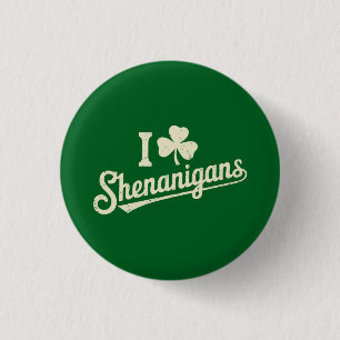 Grün Lustiger Irischer Patty's Shamrock St. Patric Button