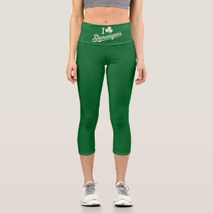 Grün Lustiger Irischer Patty's Shamrock St. Patric Capri Leggings