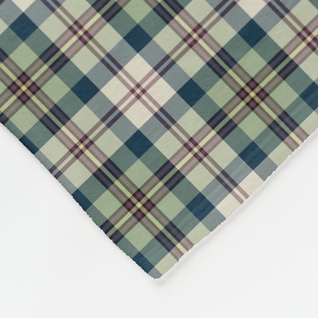 Grün, Marine-Blau und Creme kariert Fleecedecke (Ecke)