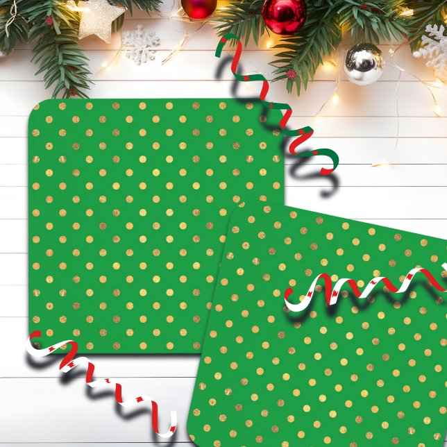 Grün mit Gold-Glitzer-Punkten Getränkeuntersetzer (Von Creator hochgeladen)