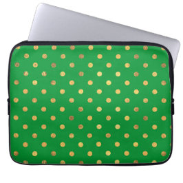 Grün mit Gold-Glitzer-Punkten Laptopschutzhülle