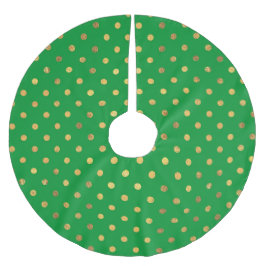 Grün mit Gold-Glitzer-Punkten Polyester Weihnachtsbaumdecke