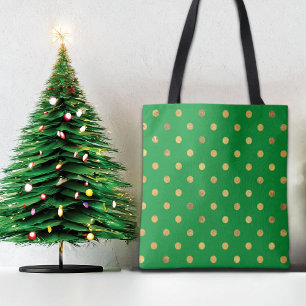 Grün mit Gold-Glitzer-Punkten Tasche