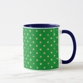 Grün mit Gold-Glitzer-Punkten Tasse