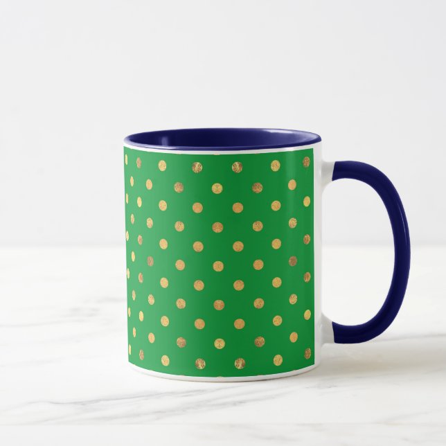 Grün mit Gold-Glitzer-Punkten Tasse (Rechts)