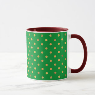 Grün mit Gold-Glitzer-Punkten Tasse